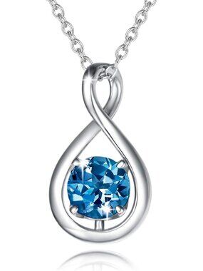 Dainty Infinity Birthstone Necklace - Sterling Silver Pendant Jewelry Gift